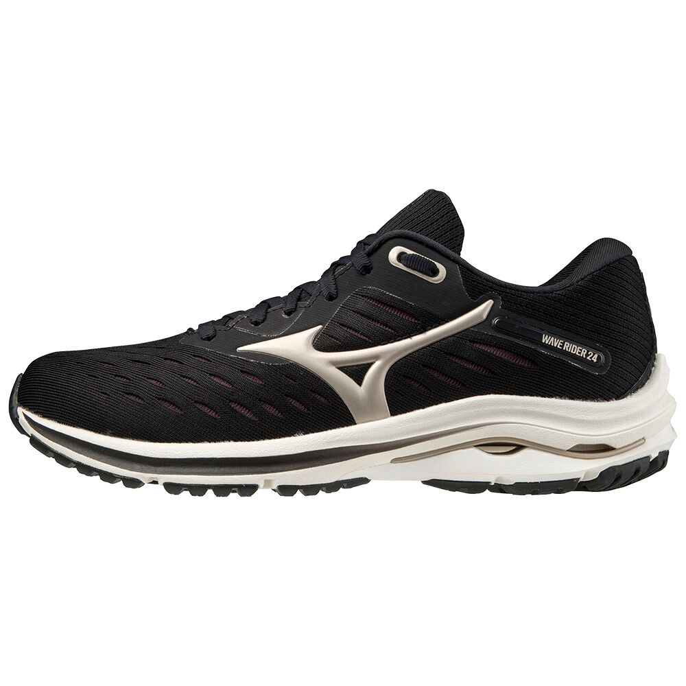 Zapatillas Running Mizuno Wave Rider 24 Mujer Negras/Doradas Plateadas España GXIN-74361